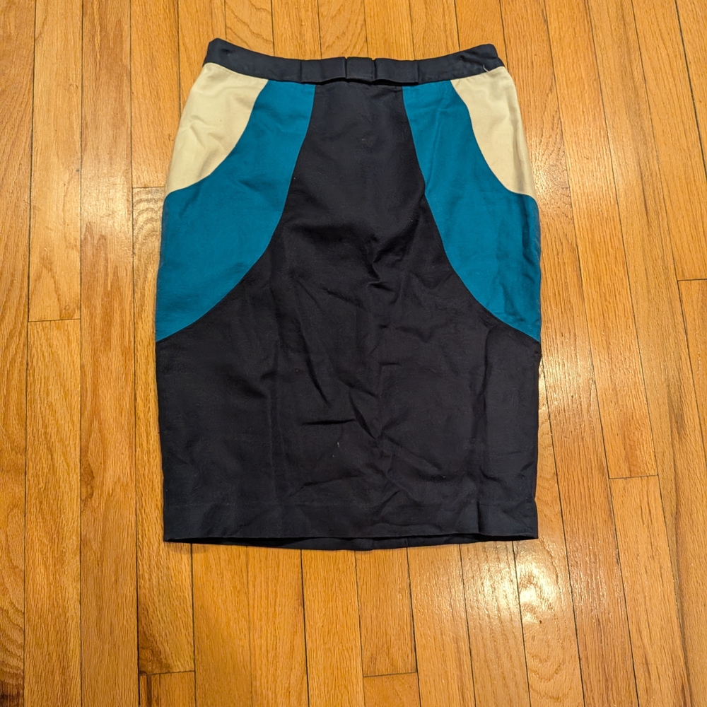 Boden Linen Cotton Color Block Skirt